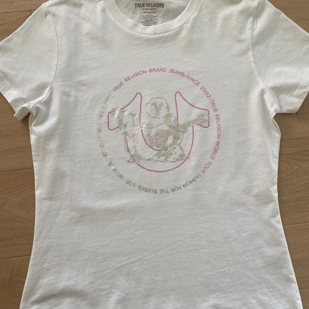 True Religion Buddha White Tee Size Large